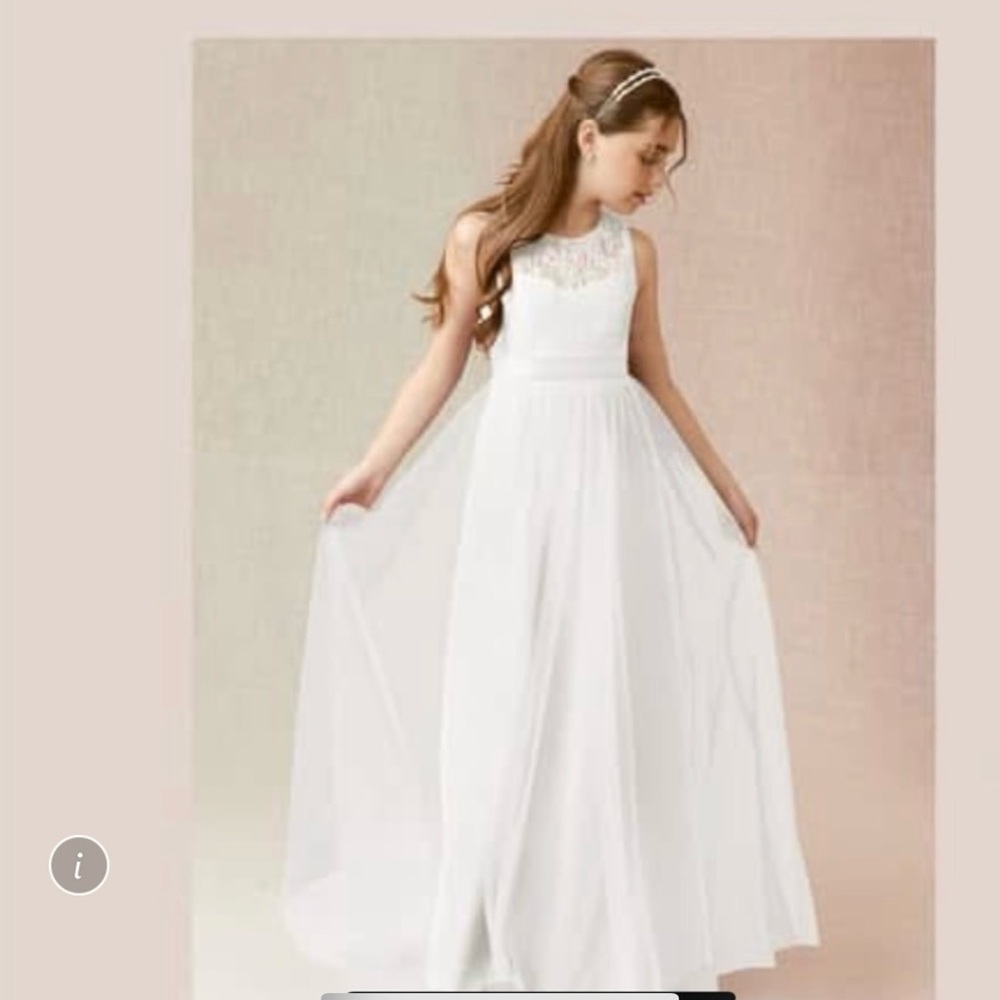 Azazie Ivory Lace Georgette Dress